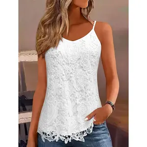 Targeted Development Summer Fashion Lace Patchwork Solid Color C Sleeveless Vest Top