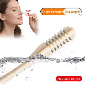 Easy-clean Nasal Hair Cutter 2025 NEW Super-popular Doble Side 360° Rotating Nose Hair Trimmer with Ear Picker for Men Women 2 Pcs Compact Stainless Steel ABS Material Daily Care