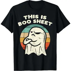 Cotton Short Sleeve This Is Boo Sheet Ghost Retro Halloween Costume Men Women T-Shirt For Men Women