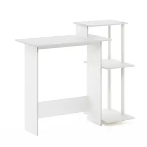 Desk setup upgrade made easy: the EFFICIENT Desk in White pairs a 28.6-inch desk with three open side shelves, so your space stays clean, practical, and ready for a dorm, bedroom, or home office.