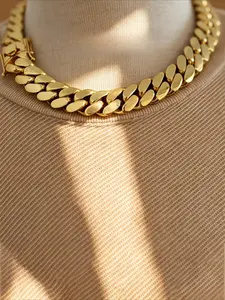 Miami Cuban chain factory custom 20mm chilled real 9k 10k 14k 18k solid filled gold hip-hop necklace and bracelet jewelry, luxurious and charming sparkling necklace, a great gift choice, suitable for high-end occasions