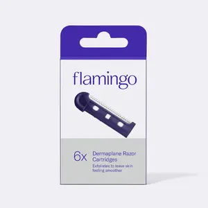 Flamingo Dermaplane Blades 6x Refills - Stainless Steel Japanese Blades for Facial Hair Removal and Exfoliation Skincare Gentle Pack Comfort Wax