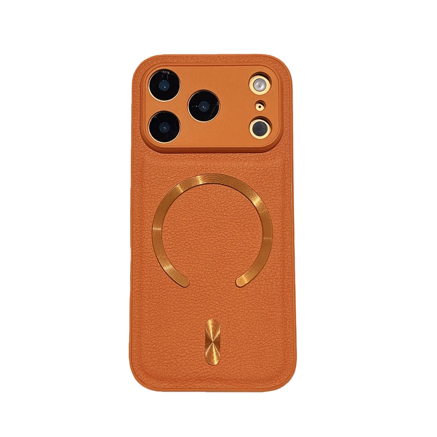 Litchi Grain Leather MagSafe Magnetic Phone Case with Matching Integrated Camera Frame & Independent Lens Cutouts
