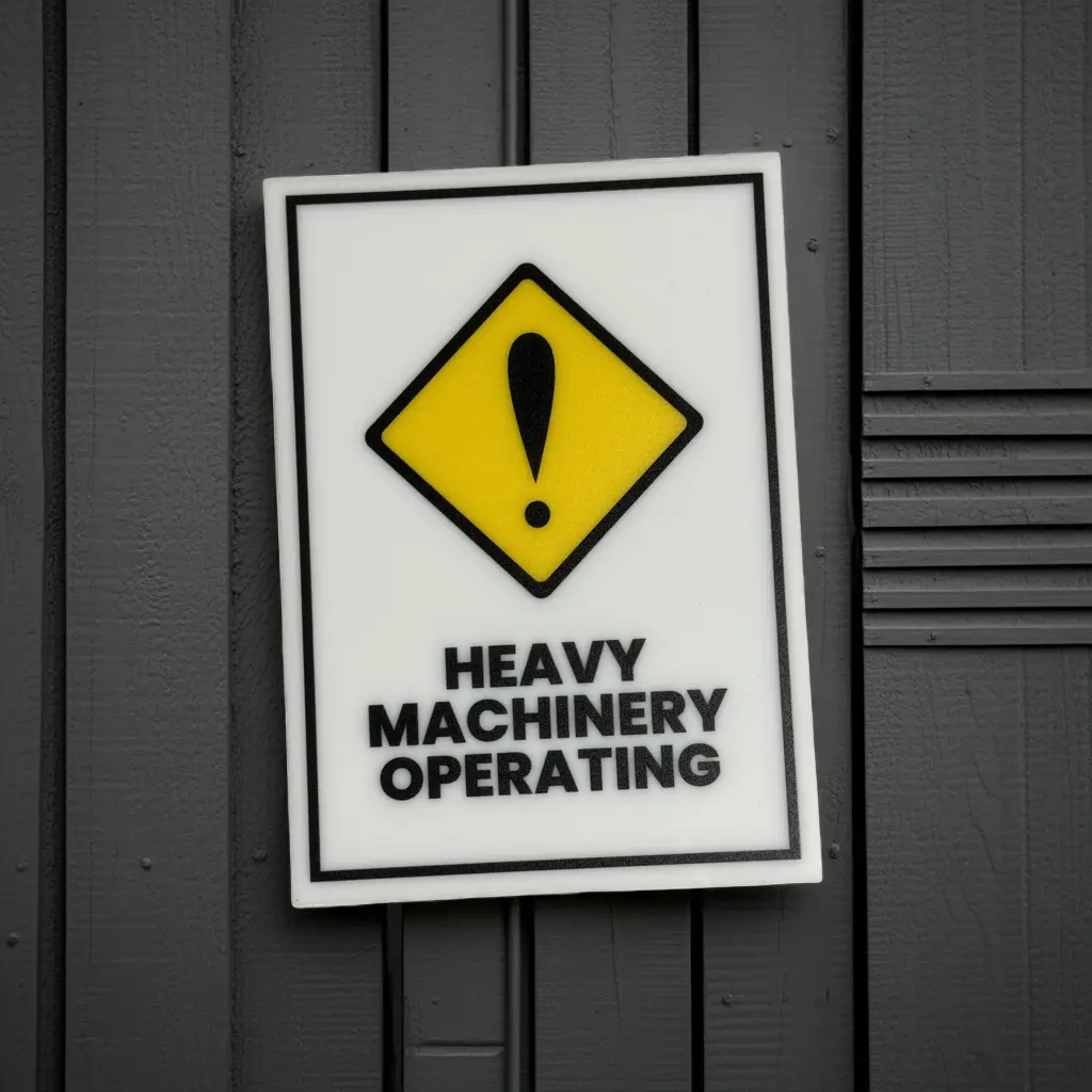 Heavy Machinery Operating Sign, 5x7 inch Acrylic Signs, Choose from 30 Warning and Policies, Each Sign Comes With Double Sided Tape for Easy Displaying. (Design 30)