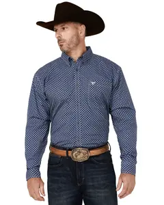 Men's Cowboy Hardware Cross Floral Print Long Sleeve Button-Down Stretch Western - 125570-480 Men's Cowboy Hardware Cross Floral Print Long Sleeve Button-Down Stretch Western - 125570-480