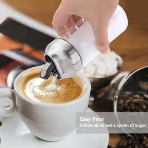 12 OZ Glass Sugar Dispenser with Pour Spout, Weighted Pourer, for Coffee, Tea & Baking