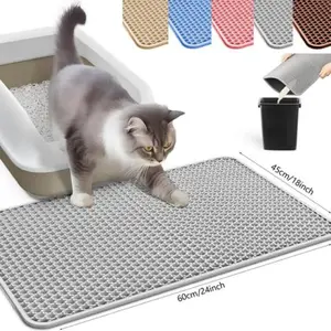 Extra Large Dual-Layer Cat Litter Mat, Eva Waterproof Odor-Proof Non-Slip Spill Proof, Easy Wash Clean, Fits Various Litter Boxes