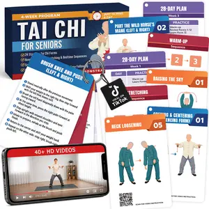 Tai Chi for Seniors Over 60: 28-Day Gentle 10-Minute Exercise Plan with 46+ Illustrated Cards, Video Tutorials & Balance Training