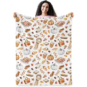 Fall Pumpkin Autumn Blanket Soft Blanket for Home Room Decor Cozy Throw Blankets for Christmas Thanksgiving Gifts for Adults Kids Couch Bed 60" X 50"