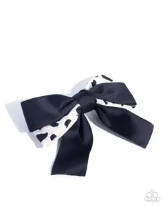 Cow Chic - White and Black Animal Print Hair Bow - Paparazzi