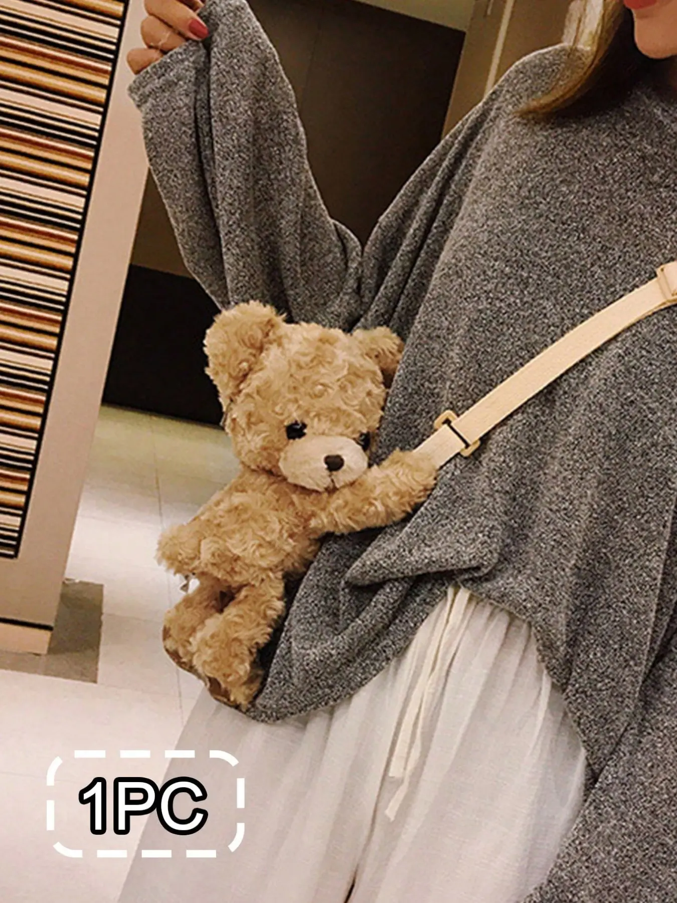 Cute Plush Bear Crossbody Bag, Large Capacity Shoulder Bag, Storage Bag, Earphone Case, Decorative Bag, Perfect Gift for Friends
