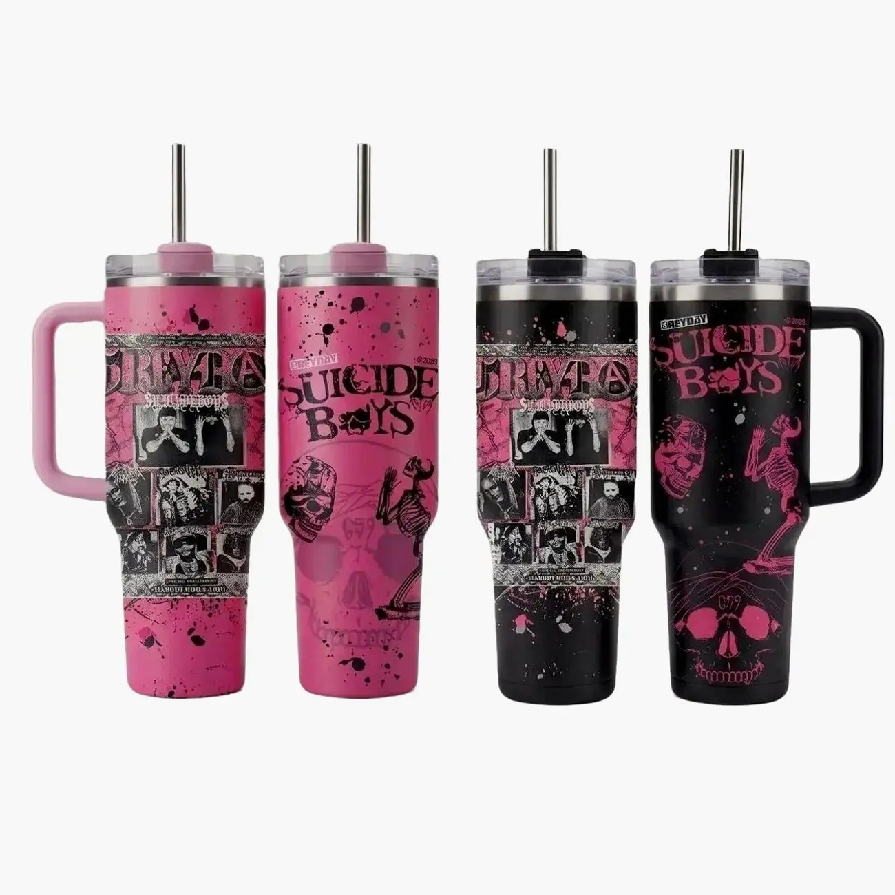 $ui..cideb0y Greyday 2026 North American Tour Printed 40oz Insulated Tumbler with Handle, Lid & Straw, Beverage Drinkware Vacuum Flask with Insulation