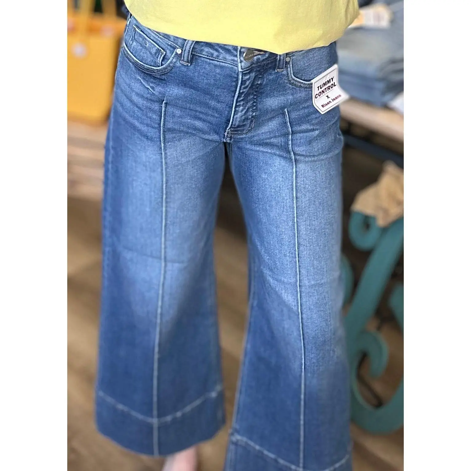 Risen MId Rise Wide Pintuck jeans