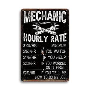 【Father's Day Gift】Garage Decor - Mechanic Hourly Rate Garage Car Signs Decor, Mechanics Automotive Man Cave Bar Vintage Man Cave Car Funny Retro Plaque - Gift for Father's Day - For Garage & Man Cave Enthusiasts - Perfect Gift for Dads & Mechanics