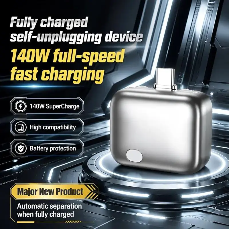 140W Type-C Physical-Disconnect Battery Guard - Auto & Self-Eject Charger, Smart Auto-Stop Charging Accessory for Mobile Smartphones, Laptops, Tablets, Anti-Overcharge Tech for Safe Overnight Use, Gift for Chargeable Devices