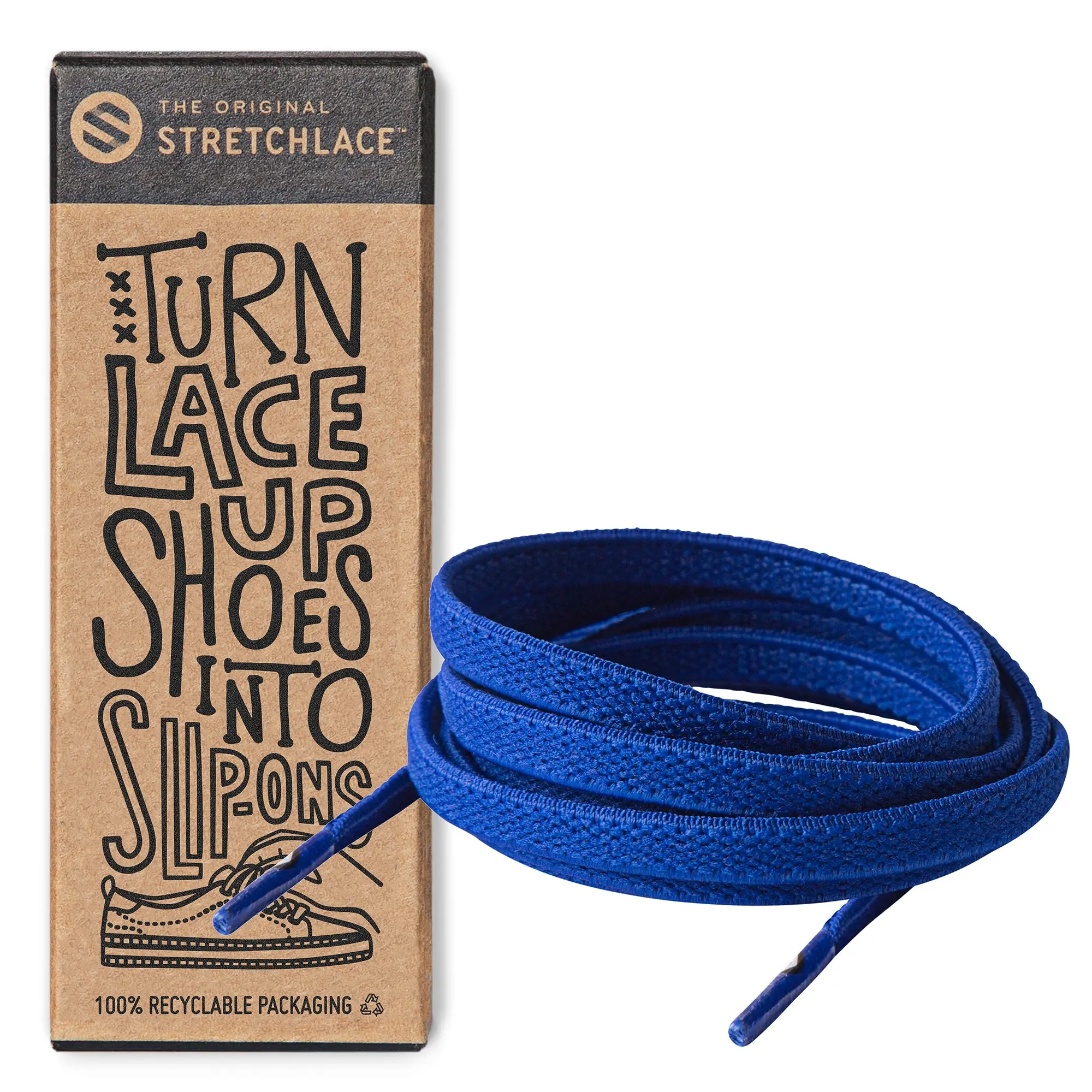 Royal Blue Flat Elastic Stretch Shoe Laces Footwear Comfort
