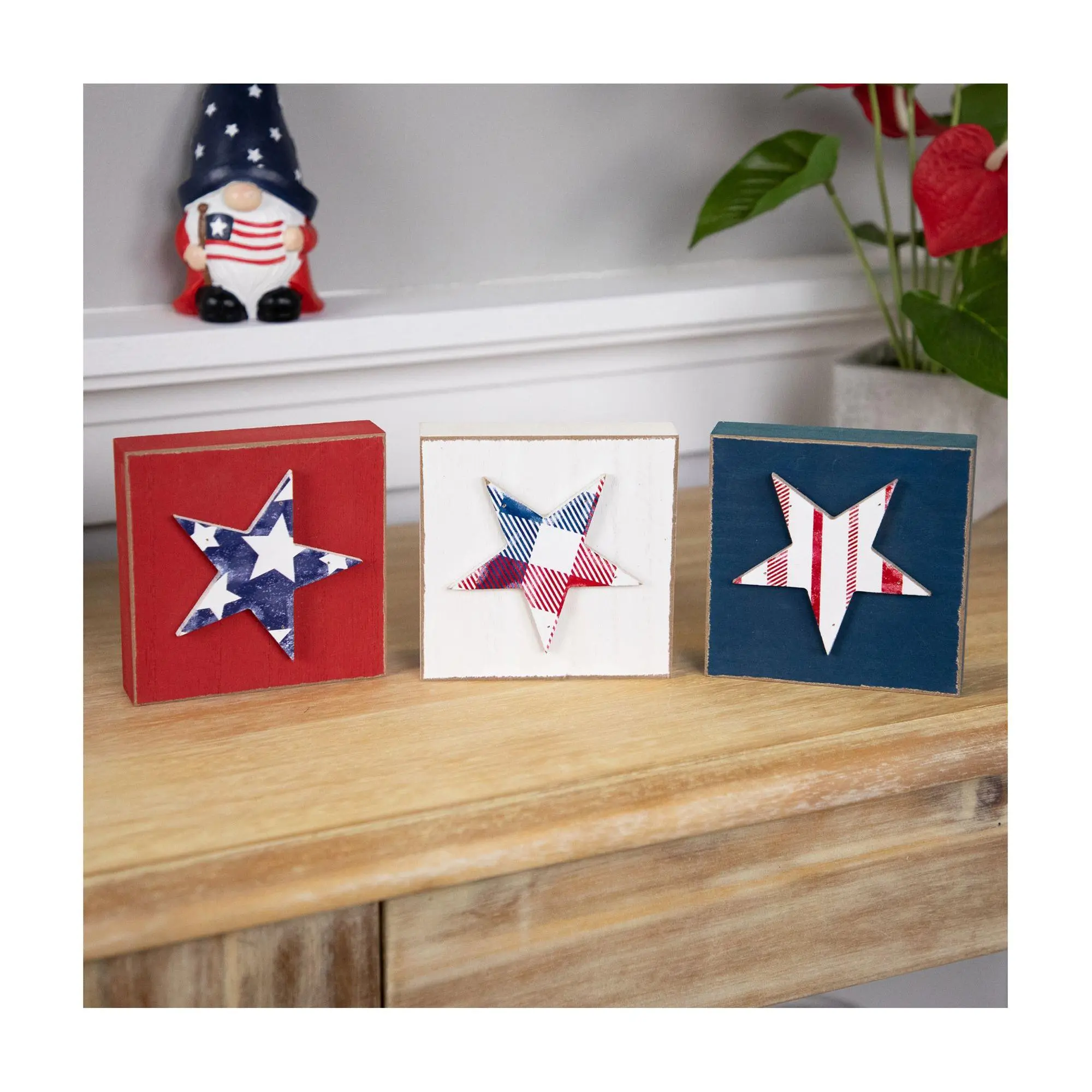Northlight Set of 3 Stars and Stripes AmericanaWooden Plaques