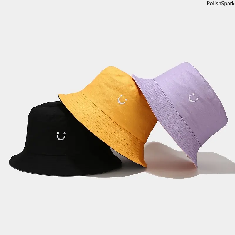Reversible Happy Face Cotton Bucket Hat for Women & Kids | Breathable Parent-Child Matching Sun Hat for Beach Travel & Daily Wear, Fashionable Hats, Breathable Outdoor Hat