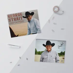 Georgee Straitt 2026 Calendar - Country Music Legend Wall Calendar, Cowboy Vintage Photo Fan Merch Spiral Calendar, Full Colors, 12 Months, For Home, Office