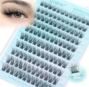 Zegaine Self Adhesive Eyelashes Natural Self Adhesive Lash Clusters Wispy Pre Glued Lashes Natural Look Cluster Eyelash Extensions C-Curly Glueless Lash Clusters Reusable No Glue Needed 10-16MM 120Pcs