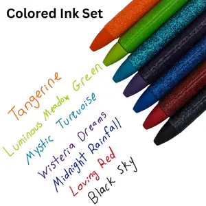 Chic Resin Glitter Pens with Colored Ink Set, Includes 7 Pens