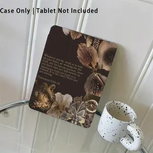 Brown toned leopard print pattern, with adjustable stand and pen slot, foldable anti slip TPU protective case, suitable for Samsung, iPad mini, iPad Air, iPad Pro/iPad 10th generation, 11th generation and other series of iPad protective cases
