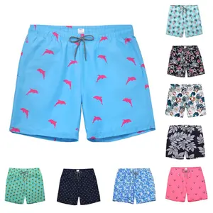 Men's Quick Dry Swim Trunks with Mesh Lining, Print Swim Shorts, Adjustable Drawstring Beach Board Shorts for Pool Vacation Summer