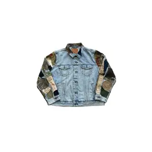 Camo Patchwork Detail Denim Jacket