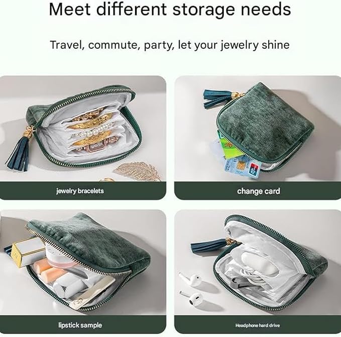 Cute Coin Purse Small Travel Jewelry Case with Tassel Mini Travel Jewelry Bag Organizer Pouch for Coins Bracelets, Fashion Accessories Mini Organizer  Bag for Women,Su jewelry  bag,Travel jewelry bag Folding Storage