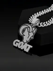 Valentine's Day Gift, Hip Hop Goat Mountain Goat Full Diamond Pendant Necklace, Alloy Chain, Street Style Artisan Jewelry, Anniversary Necklace