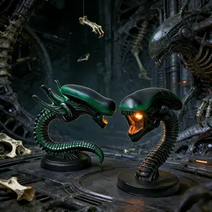 1pc alien creature alien desk lamp, a desk lamp for creating a mysterious light and shadow atmosphere in the dark, a practical desk lamp ornament for desks and office desks, a unique decorative handicraft resin ornament that sci-fi fans must have