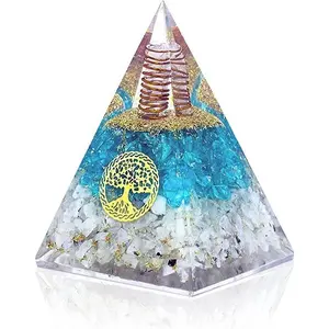 Nubian Orgonite Pyramid Aquamarine and Moonstone