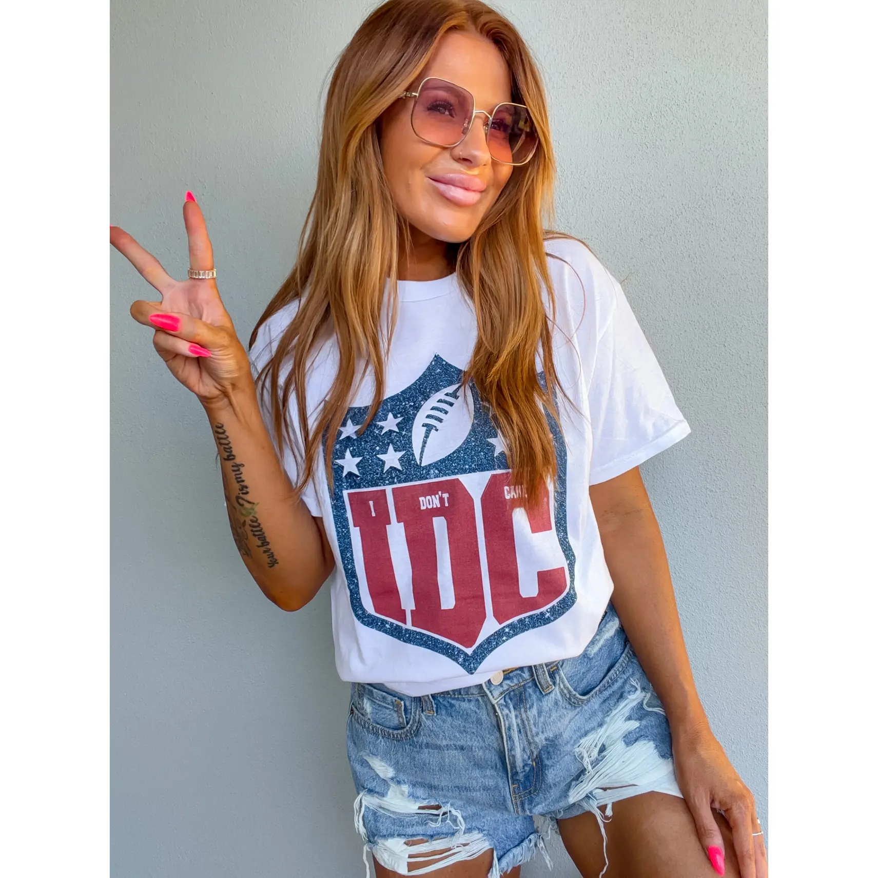 Blue IDC Football Graphic Top