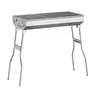 Senmeo Portable Charcoal Outdoor Grill - Upgraded Foldable Large BBQ with Folding Legs, Side Prep Shelf, Seasoning Storage Rack, Durable Stainless Steel Frame, Compact Double-Sided Firebox, Compact Fit, Ideal for 6-8 People, Backyard & Camping Use