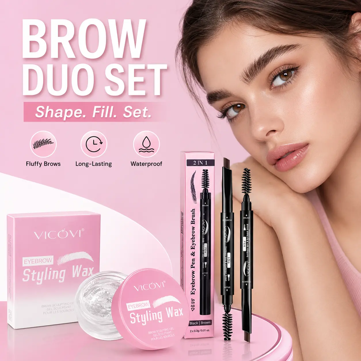 2-Piece Mascara and Eyebrow Pencil Set, Defined Lash Mascara & Easy-to-Apply Brow Pencil Duo for Natural-Looking Brows & Daily Makeup, Mascara + Eyebrow Pencil