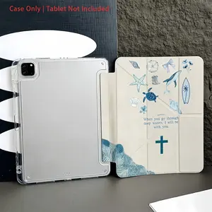 Vintage Ocean Bible Text iPad Case with Pen Slot, Three-Fold Stand, Anti-Drop Acrylic Back, Fits iPad 10th Gen, 9th Gen, 8th Gen, iPad Pro 11 Inch