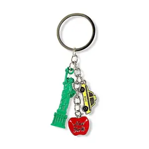 Acrylic Enamel Charms "NEW YORK" Taxi Big Apple Statue of Liberty Keychain