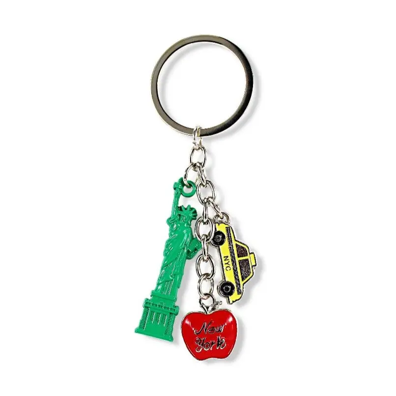Acrylic Enamel Charms "NEW YORK" Taxi Big Apple Statue of Liberty Keychain