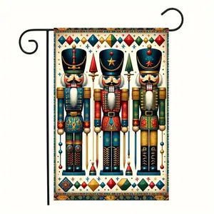 1pc, Welcome Flag, Soldier Nutcracker Garden Flag, Vertical Holiday Yard Flag, Home Decor, Outdoor Decor, Yard Decor, Garden Decorations, Patio Decor, Lawn Decor, No Flag Pole