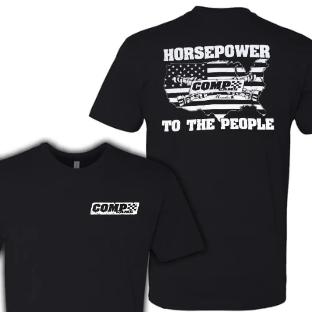 [Comp Cams] Horsepower to the People Racing Shirt, Comp Cams Performance Engine Muscle Car Culture USA, Gift for Gearheads & Mechanics, Motorsport Racing Tee