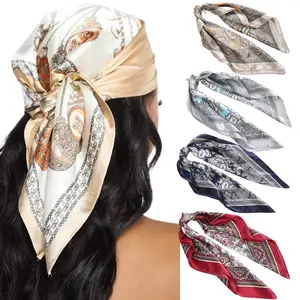 Elegant Women's Square Scarf -4pcs 23-inch Satin Large Turban, Multi-purpose, Sleeping Turban-hand Washable, Not Easy to Deform, Used for Outdoor Accessories, Decoration and Windproof-ideal for Autumn and Winter Choice!
