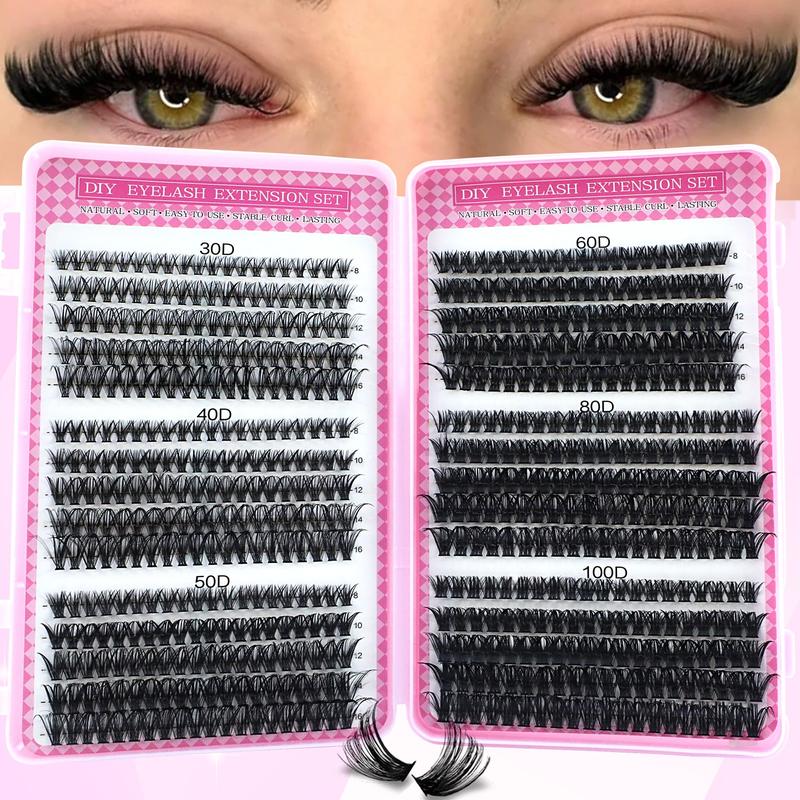 DIY Personal Eyelash Clusters, Beginner Friendly High Capacity Lashes Set, Thick Voluminous False Eyelashes, Easy-To-Use Segmented Lashes