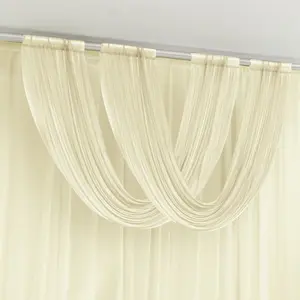 Beige Sheer Chiffon Valance Curtain 4ft x 5ft –  Wedding Arch Drape with Rod Pocket, Voile Backdrop Panel