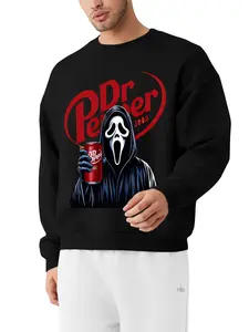 Black Halloween Sweatshirt with Dr Pepper Scream Ghost Print | Unisex Horror Movie Streetwear Pullover | Trendy Casual Outfit for Men & Women | Fun Spooky Gift for Horror Fans