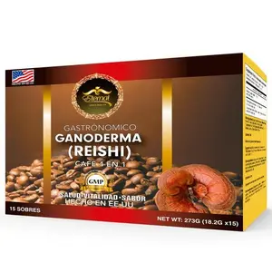 Eternal Cafe De Ganoderma 4-in-1 Reishi Mushroom Coffee, US-Made Organic Instant Coffee Beverage with Vitamins, 15 Sachets (273g)