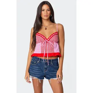Edikted Women's Joanne Mixed Gingham Tank Top