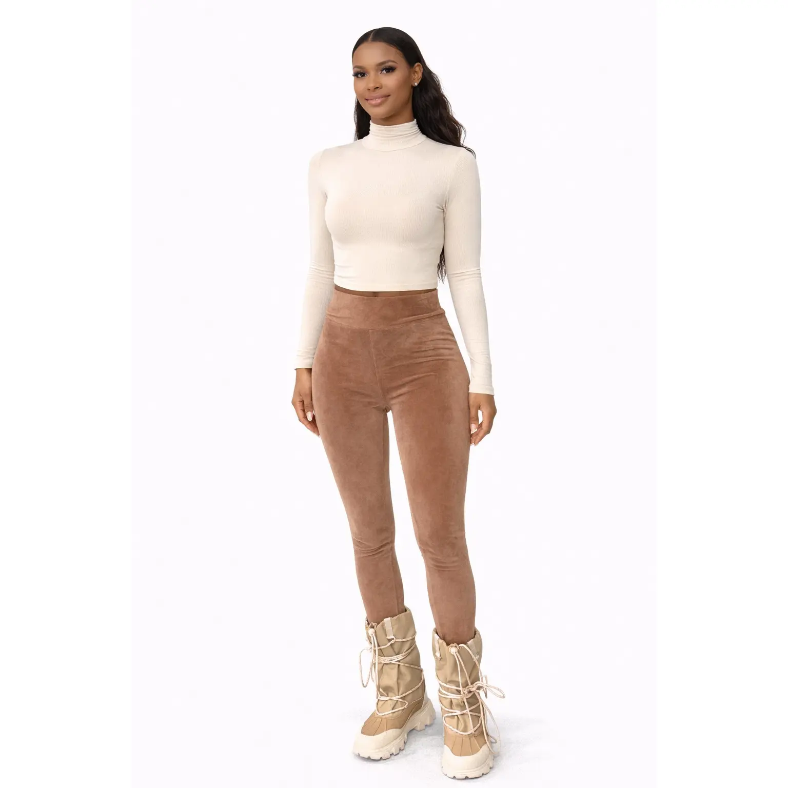 Essential Long Sleeve Turtleneck Crop Top