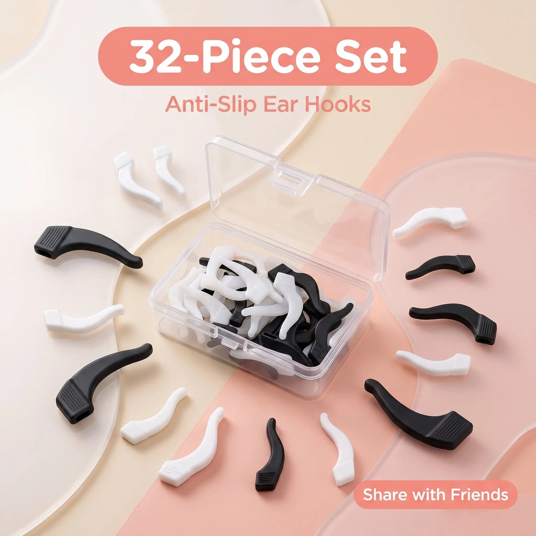 Unisex 32Pcs Food Grade Soft Silicone Anti-Slip Eyeglass Ear Hooks, Multi-Size Pain-Free Glasses Holder for Party Gifts, Home Supplies