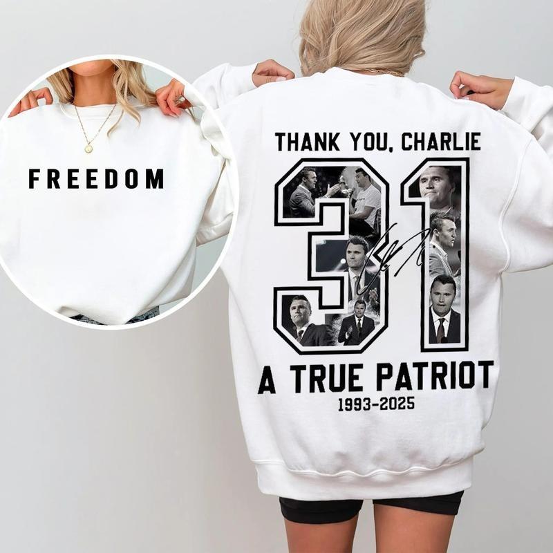 Freedom Charlie Kirk Sweatshirt, True Patriot Graphic Tee, Rest in Peace Charlie Kirk, Thank You Charlie Tee, Justice Shirt, Political Shirt, Charlie Kirk Memorial, American Flag Sweatshirt