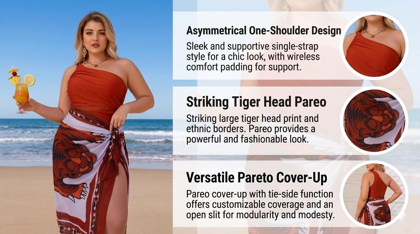Plus Size Tummy Control Tankini Skirt Mesh Slimming Retro Bathing Suit Set with Wrap Cover Up suit swimming bathing suits for the summer  beach holiday floral print swimsuit